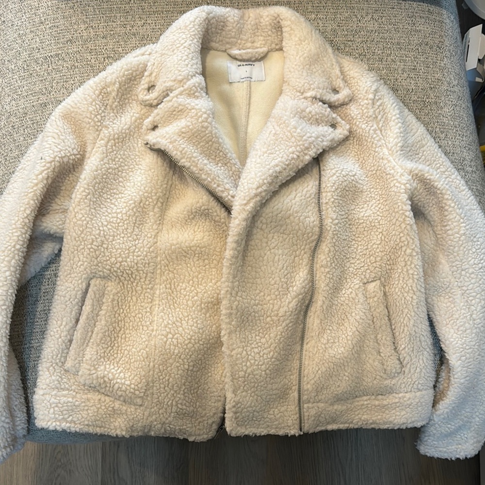 Old Navy Women's Off-White Teddy Jacket